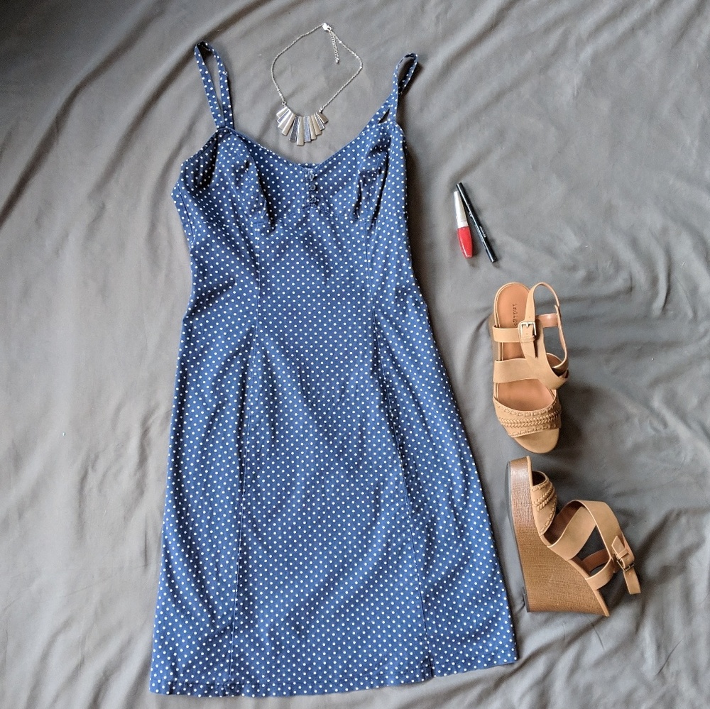 Navy Polkadot Dress